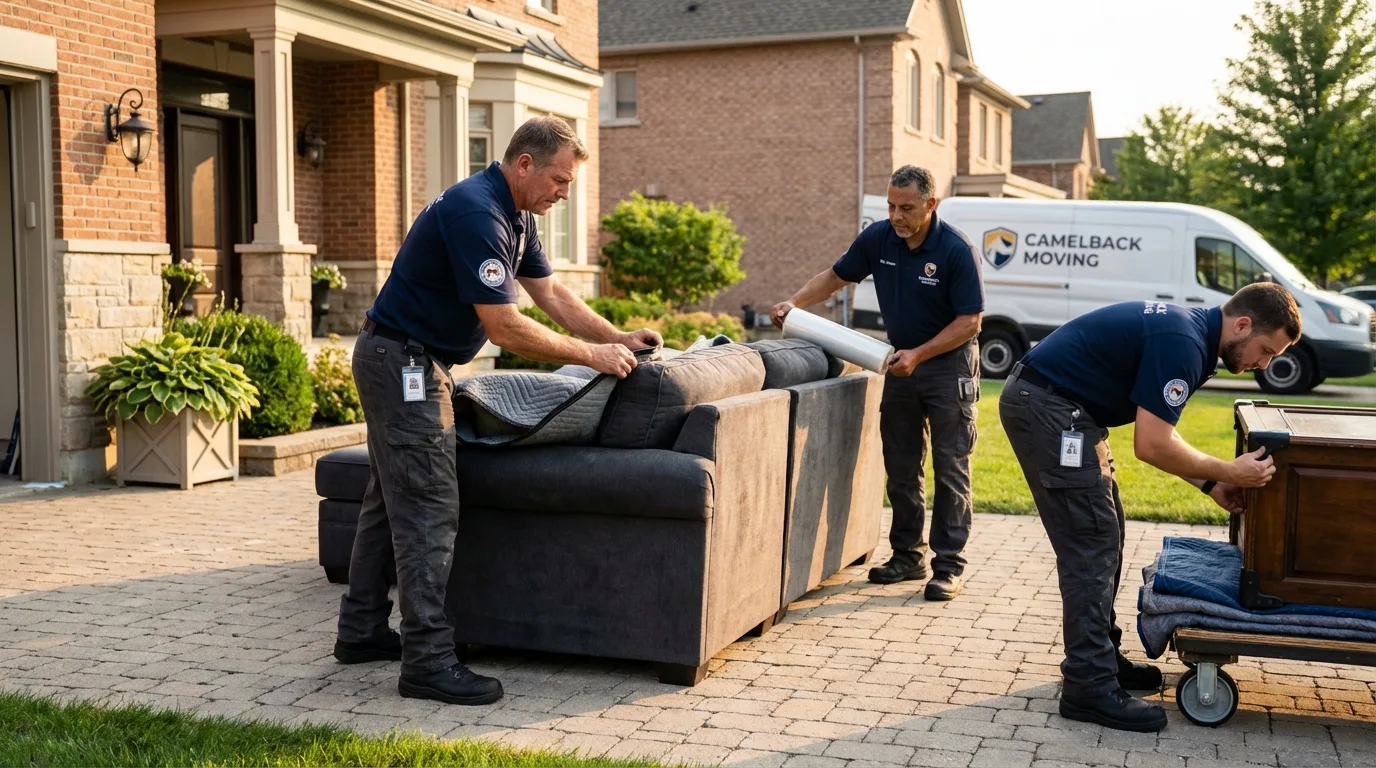 Large estate moving crew wrapping furniture in Shamokin Dam, PA
