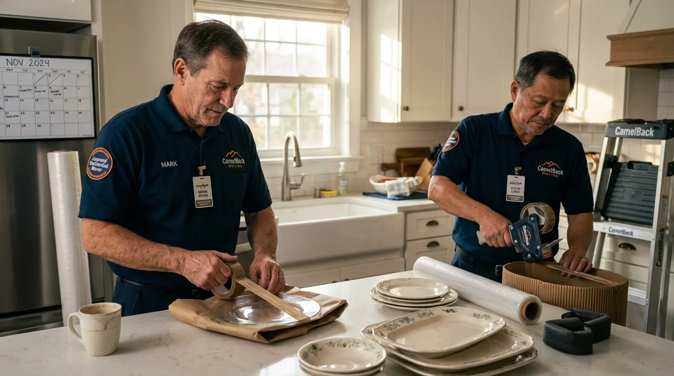 Professional crew packing kitchen dishware in Shamokin Dam, PA